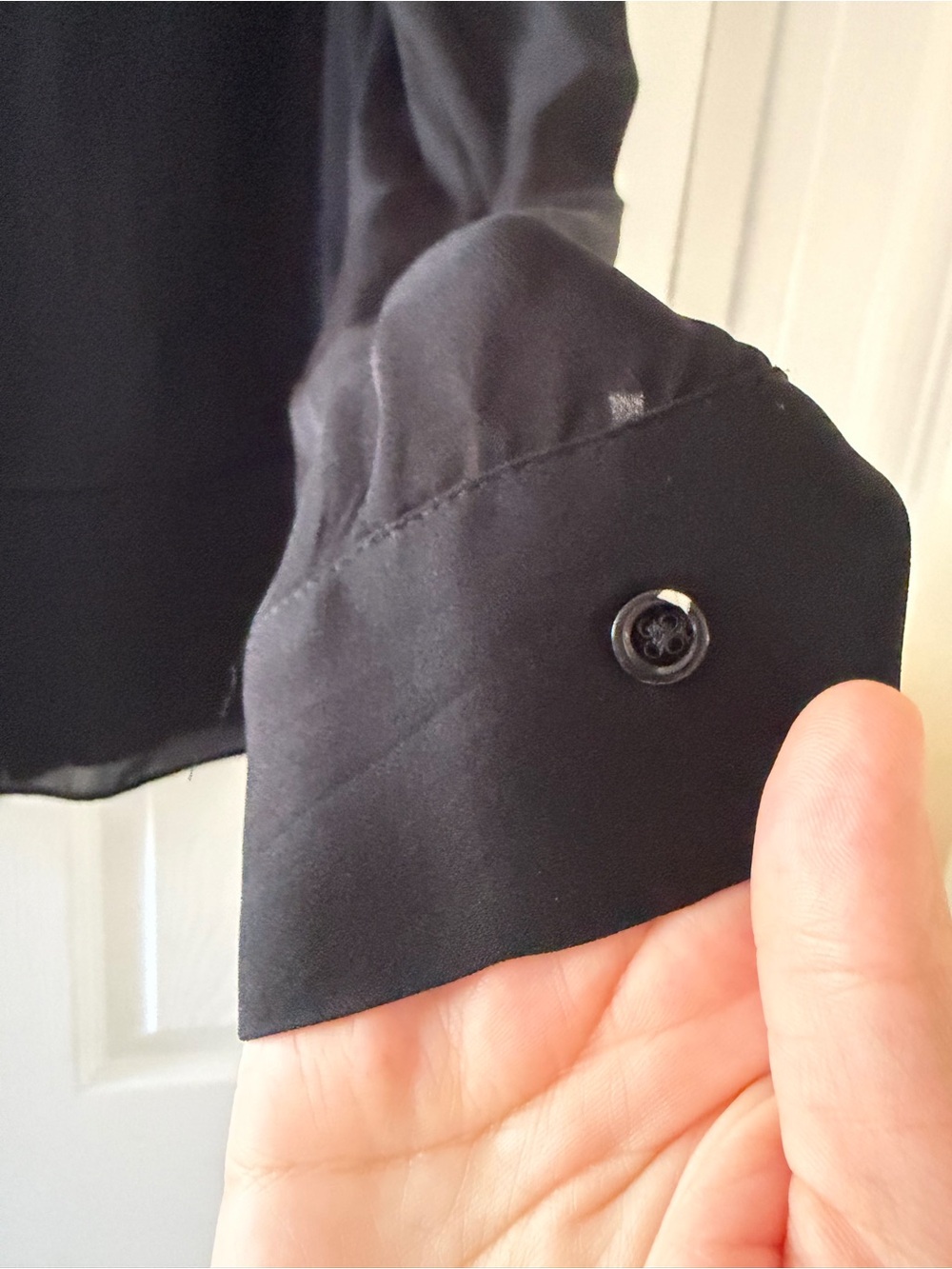 Theory Black Long-Sleeve Button-Front Blouse - Picture 5 of 5